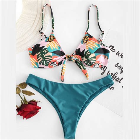 klv women s digital print split sexy beachwear swimsuit bow bikini brazilian bikini women