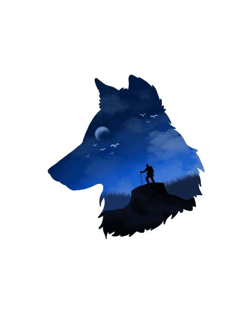 Download Majestic Wolf Silhouette In A Mesmerizing Night Scene
