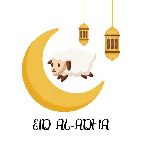 Eid Al Adha Vector Hd Png Images Cute Sheep With Crescent And Lantern