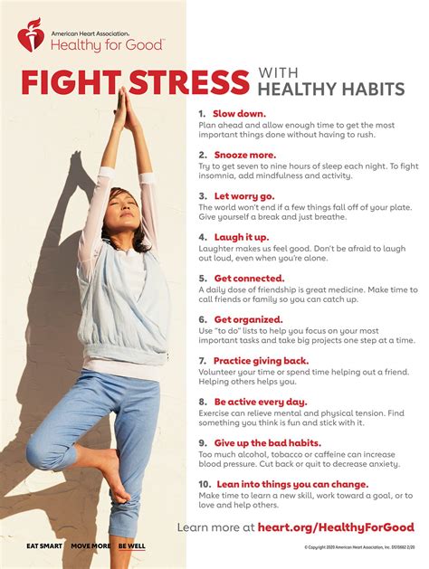 Fight Stress With Healthy Habits Infographic American Stroke Association
