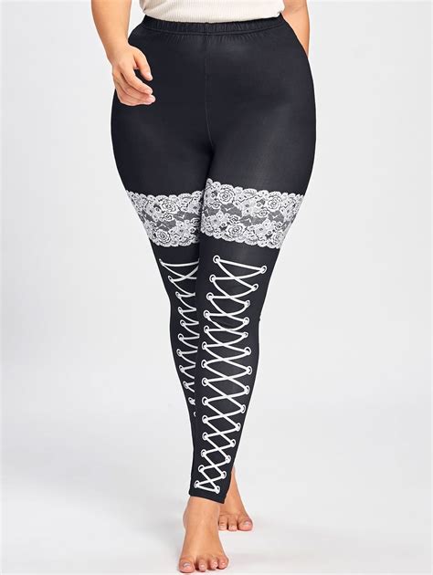 rosegal plus size leggings plus size tights printed pants style