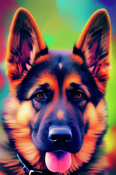 Colorful German Shepherd Digital Art By Angie Tirado Fine Art America