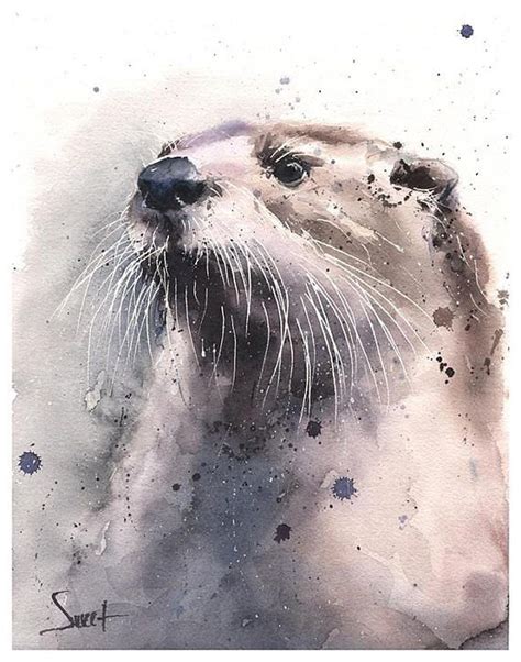 Sea Otter Ts Watercolor Painting Art Print By Eric Sweet Etsy