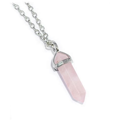 Rose Quartz Healing Crystal Bullet Necklace