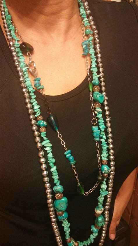 Silver Turquoise Long Necklaces By Cruz Creations Necklace Long
