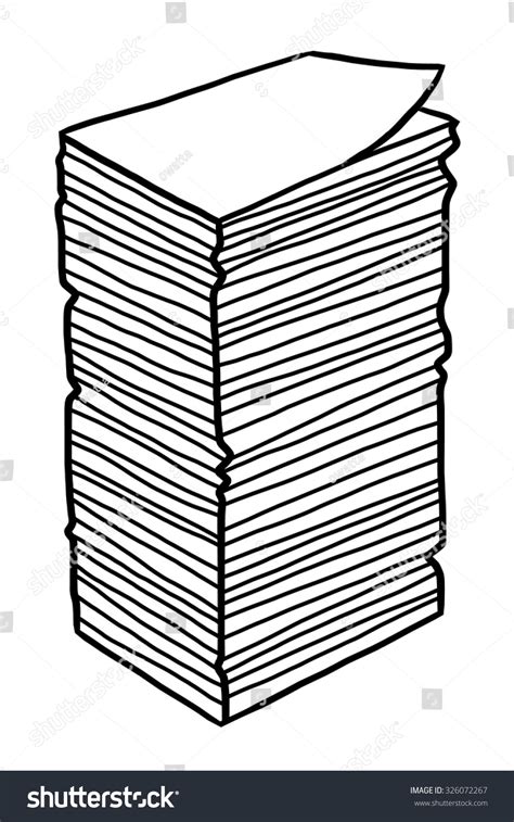 New Paper Stack Cartoon Vector And Illustration Black And White