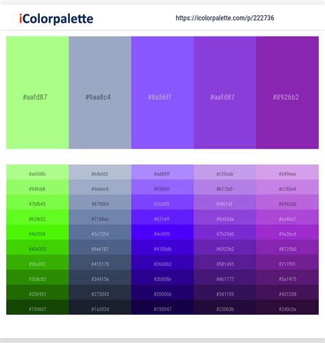 4 Latest Color Schemes With Pale Green And Blue Violet Color Tone