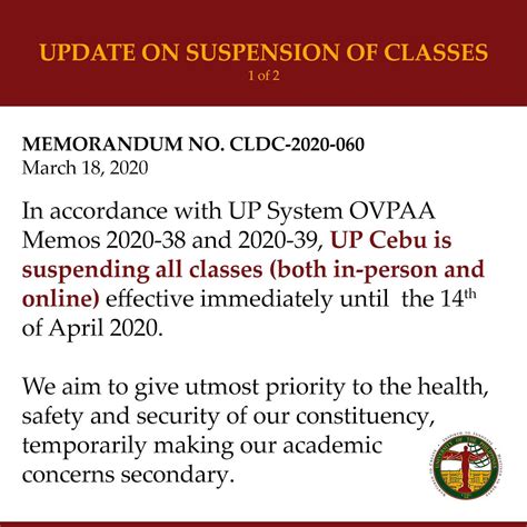 Update Suspension Of Classes University Of The Philippines Cebu