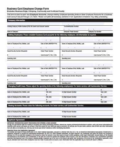 We will display the consumer credit card agreements in this database as the respective issuers submitted them. FREE 10+ Sample Credit Card Forms in PDF