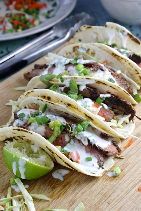 I may try it with steak! Flank Steak Tacos with Cilantro Lime Yogurt Sauce
