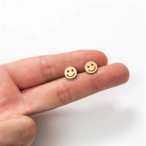 Minimalist Stainless Steel Jewelry Cute Smile Face Stud Earrings