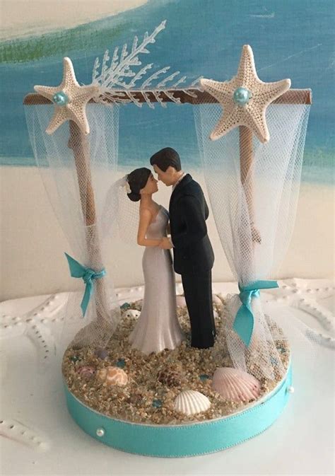 Pergola Beach Wedding Cake Topperbride And Groom On A Beach Etsy