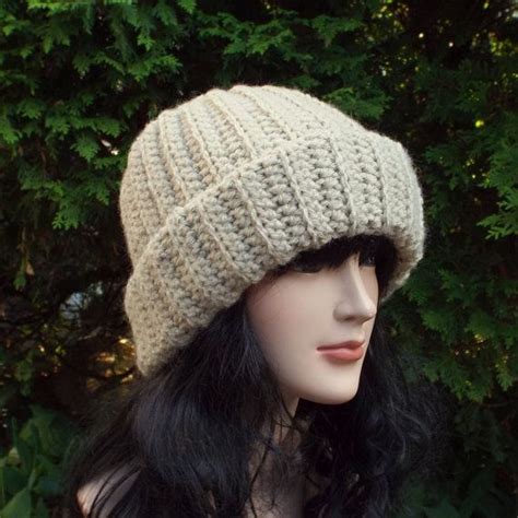 Oatmeal Slouchy Hat Ribbed Cap Womens Slouch Beanie Etsy Womens
