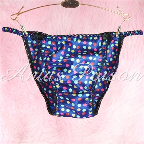 vtg style satin shiny wet look ladies sissy navy micro dot panties string bikini ebay