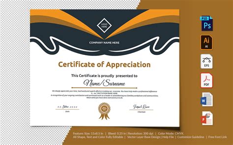 Sample Certificate Of Appreciation Free