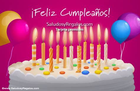 Gran Torta De Cumpleaños Con Velas Feliz Cumpleaños Postal Digital