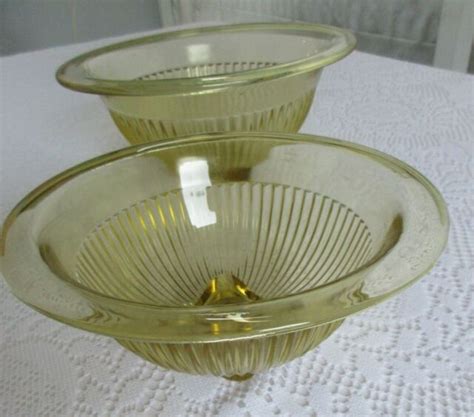 Vintage Hazel Atlas S Ribbed Yellow Depression Glass Mixing Bowls