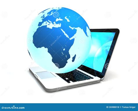Laptop With Globe Stock Illustration Illustration Of Glowing 26988018