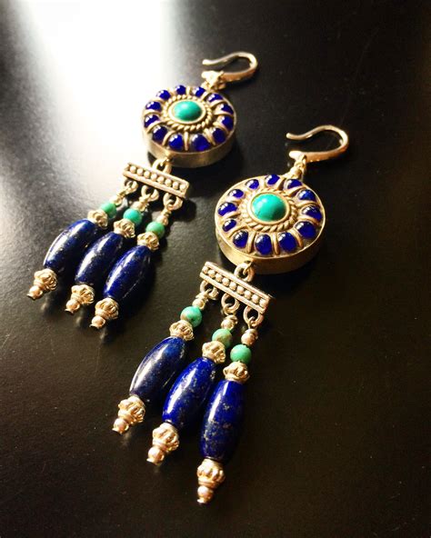 ROX Chandeliers With Lapis Lazuli Turquoise And Indonesian Silver