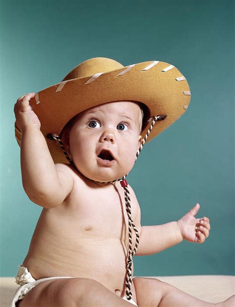 1960s Baby Boy Wearing Cowboy Hat Photograph By Vintage Images Pixels