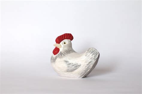 Wood Carving White Wooden Chicken Hen Etsy