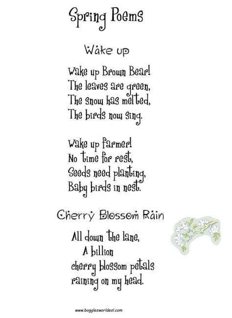 Kindergarten Poems Poems Spring Poem