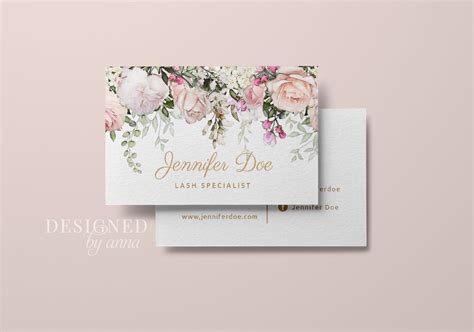 floral business card design printable business card template etsy