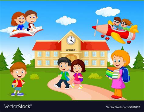 Illustration Of Happy Cartoon School Children Download A Free Preview