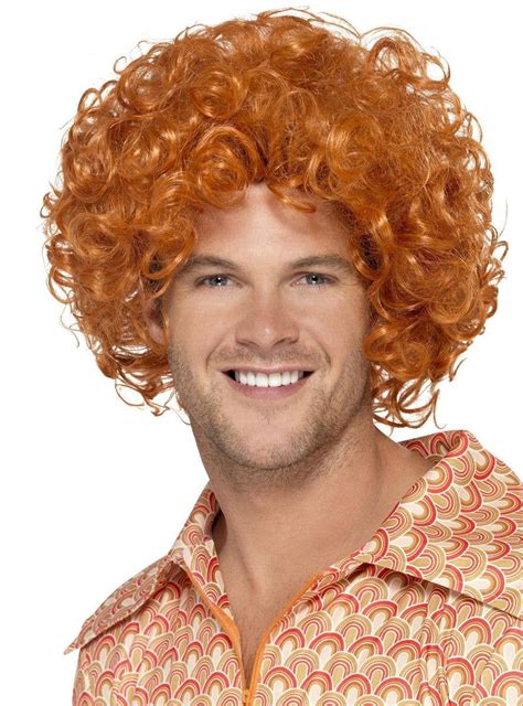 Unisex Orange Curly Afro Wig Adults Orange Curly Afro Costume Wig