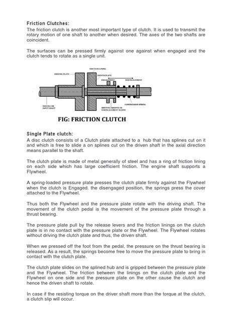 Friction Clutches Study Material Pdf Clutch Machines