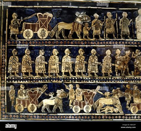 Ancient World Mesopotamia Sumer Mosaic Standard Of Ur Left Side