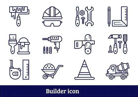 Premium Vector Builder Tool Icon Set