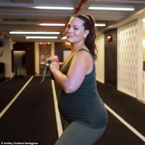 Ashley Graham Shows Off Her Bare Bump During Dancing Break At The Gym