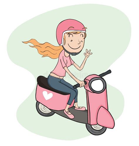 Girl Riding Scooter Stock Vector Illustration Of Vehicle 59746580