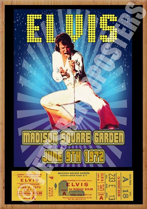Elvis Presley Vintage Concert Poster Ticket Framed A4 Size Etsy