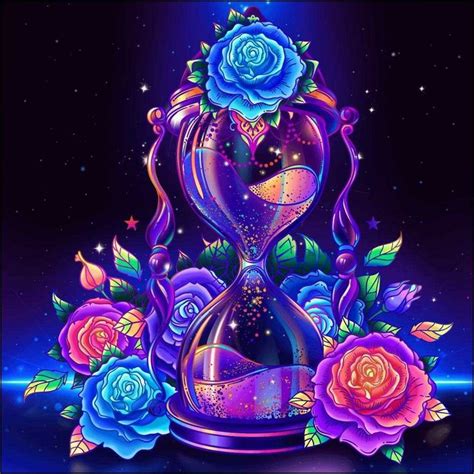 Hourglass With Roses Fantasy Art Landscapes Cute Galaxy Wallpaper