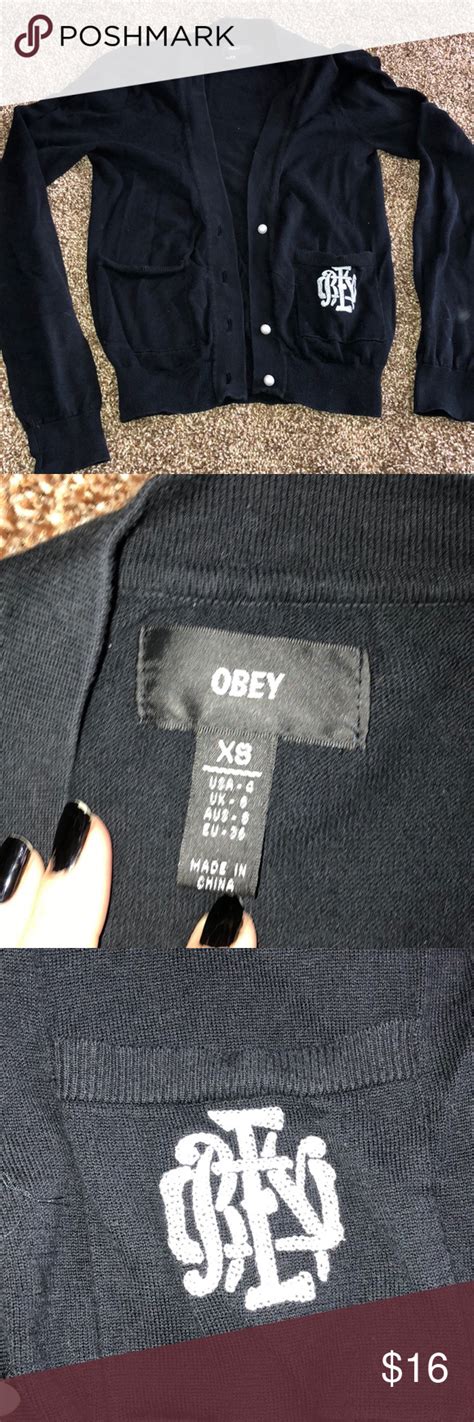 Obey Sweater Black With Pearl Buttons Size Xs Sweaters Black Women
