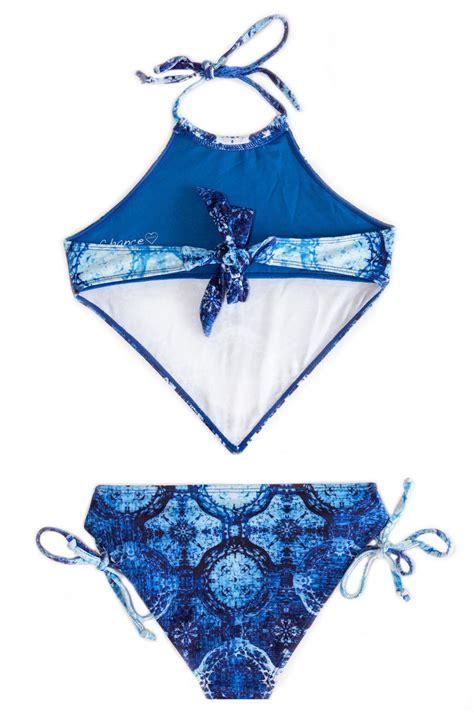 Chance Loves Swim Blue Lagoon Two Piece Bikini With Handkerchief Top