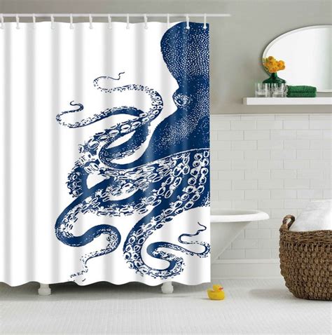 Octopus Kraken Pattern Custom Shower Curtain Polyester Fabric 60x71 2
