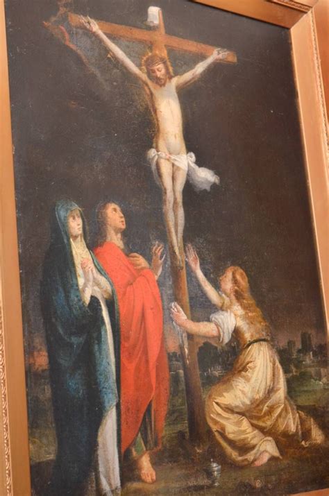 The Crucifixion Of Christ 18th Century Oil Painting On Canvas