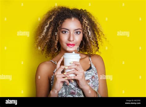 Beauty Portrait Of Young African American Girl With Afro Hairstyle