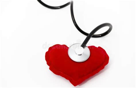 Doctor S Stethoscope Listening To A Healthy Red Heart Stock Image