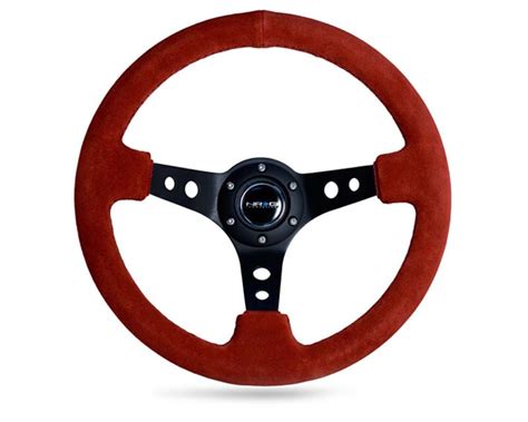 Nrg Red Suede 3inch Deep 350mm Sport Steering Wheel Universal
