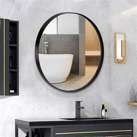 Andy Star Round Wall Mirror 30 Inch Black Circle Mirror For Bathroom