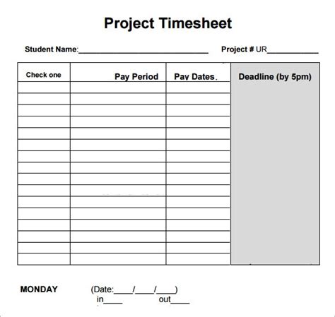 7 Sample Project Timesheets Sample Templates