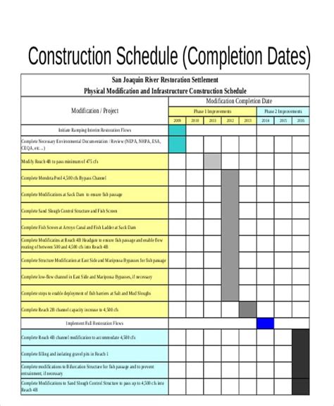 18 Free Construction Schedule Templates Word Excel Apple Pages