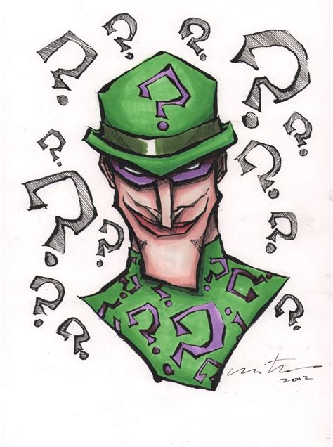 The Riddler From Batman Color Art Signed By Unknown Artist