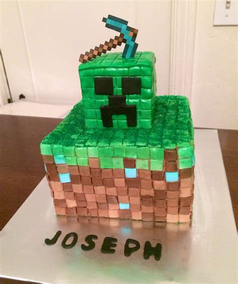 Minecraft Cake Creeper Diamond Pick Axe Minecraft Birthday Cake