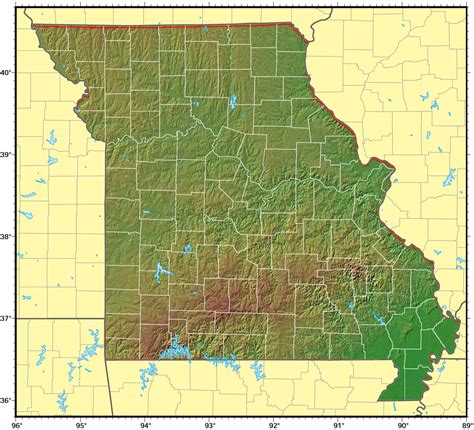 Missouri Relief Map MapSof Net