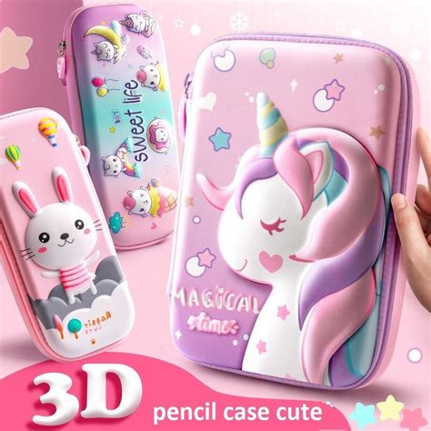 899us 10 Off3d Unicorn Pencil Cases Eva Pink Pen Bag For School